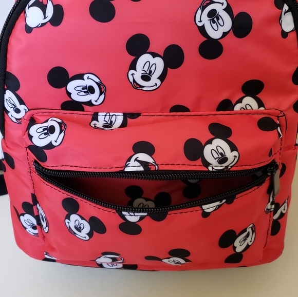 NWT Disney Mickey Mouse Red Nylon Mini Backpack, Smiling Laughing Winking Print main image 7